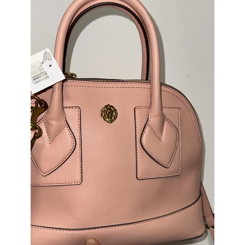 anne klein blush pink satchel handbag Gold Hardware Detachable Crossbody Strap